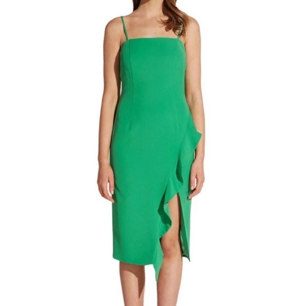 Bardot Green Ruffle Midi Dress Size 8
